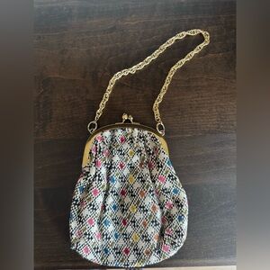 Tweed kiss lock purse